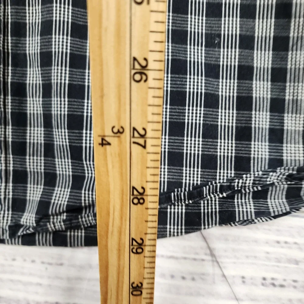 Polo Ralph Lauren Lowell Sport‎ Shirt Large Regular Black White Plaid Cotton LS